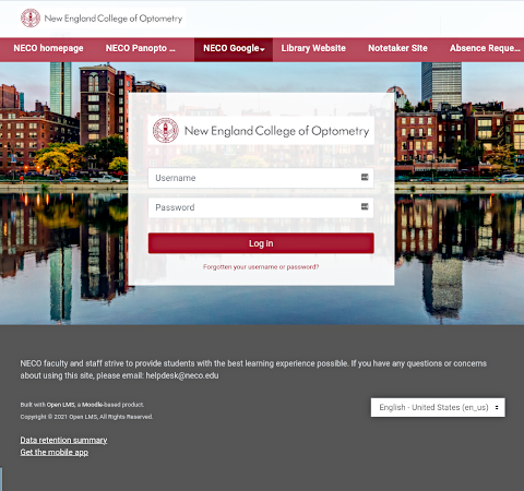 NECO Moodle homepage