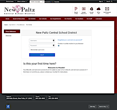 New Paltz CSD Moodle homepage