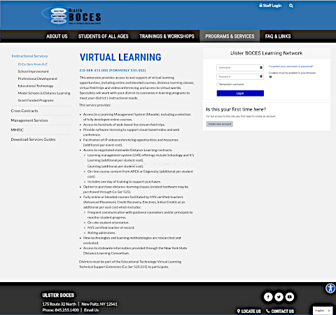 Uslter Moodle homepage